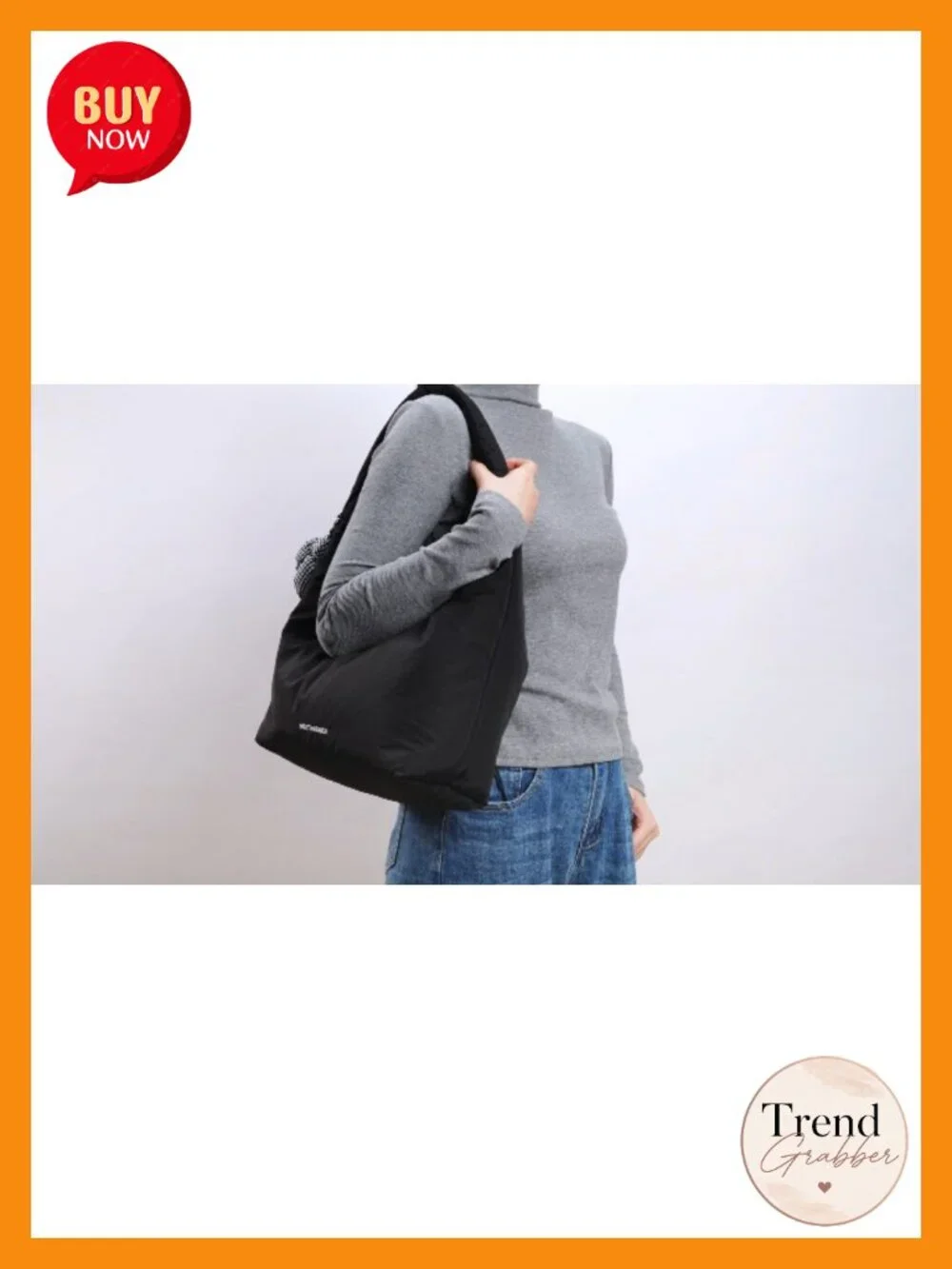 Puffer Hobo Shoulder Bag with Flower Keychain, 14